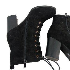 JC  JOURNEE COLLECTION  BLACK LACE UP BAYLOR ROUND TOE BLOCK HEEL ZIP UP DRESS B